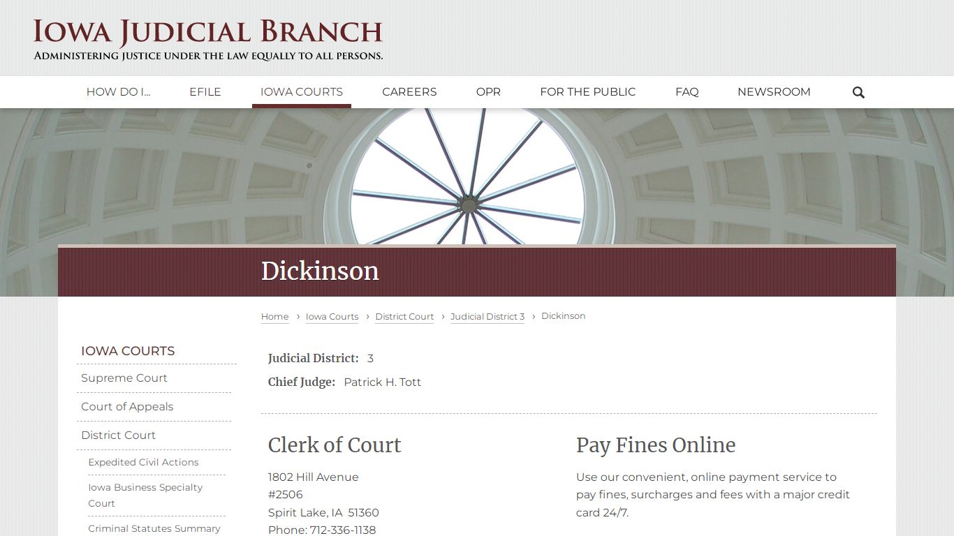 Dickinson | Judicial District 3 | Iowa Judicial Branch