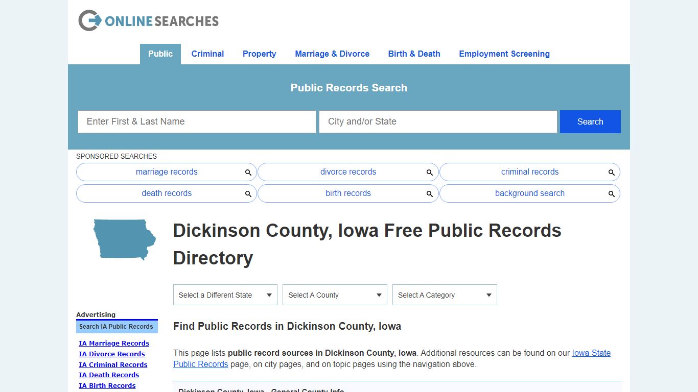 Dickinson County, Iowa Public Records Directory